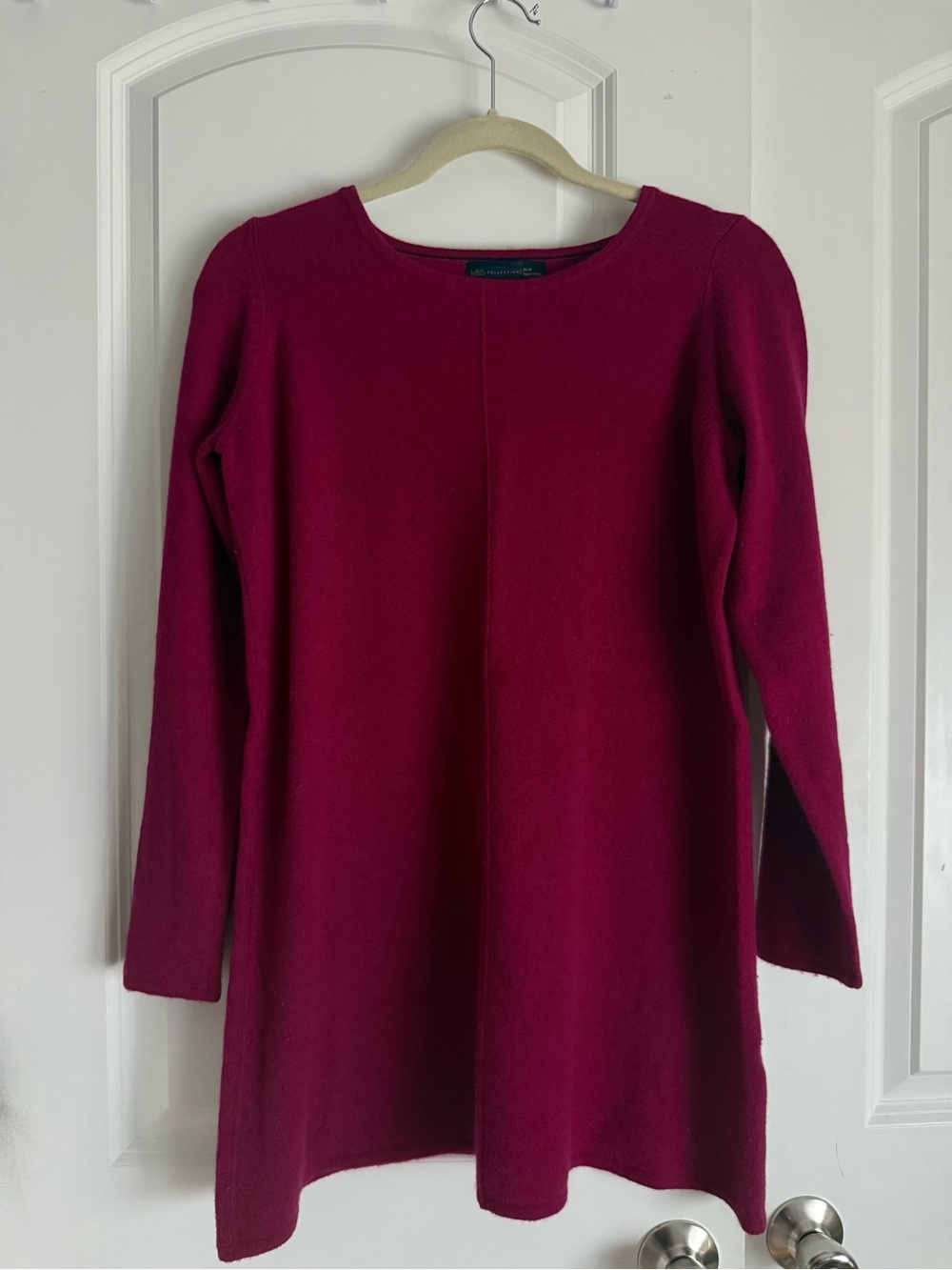 Magenta Long Sleeve Knit Tunic Dress